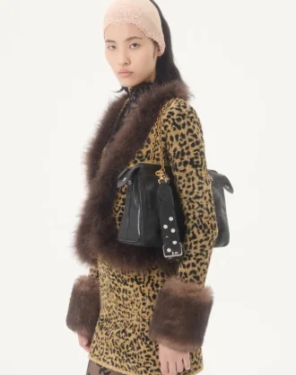 Veste en maille lurex jacquard à imprimé animalier