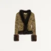 Veste en maille lurex jacquard à imprimé animalier Veste en maille lurex jacquard à imprimé animalier