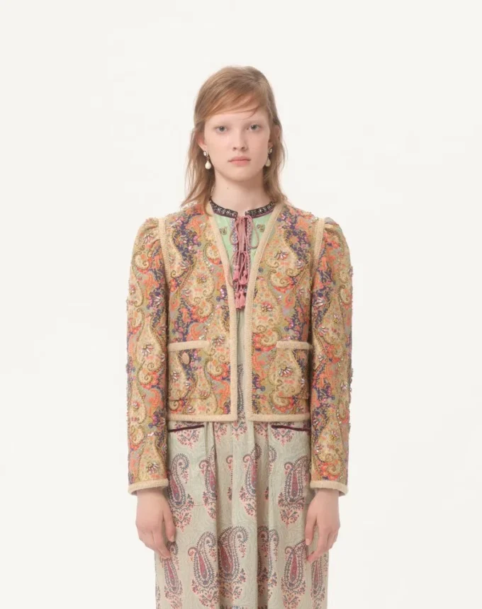 Veste en piqué avec imprimé cachemire Voyage Imaginaire Veste en piqué avec imprimé cachemire Voyage Imaginaire