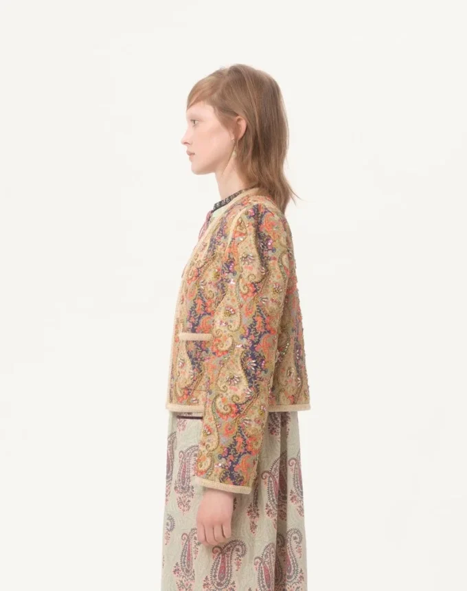 Veste en piqué avec imprimé cachemire Voyage Imaginaire Veste en piqué avec imprimé cachemire Voyage Imaginaire