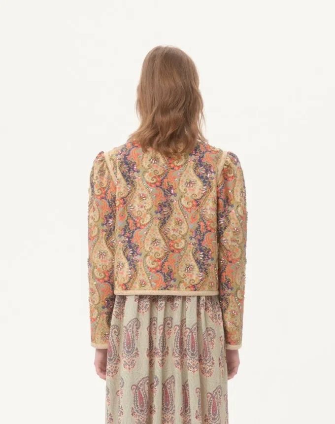 Veste en piqué avec imprimé cachemire Voyage Imaginaire Veste en piqué avec imprimé cachemire Voyage Imaginaire