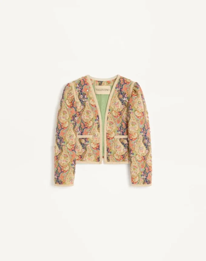 Veste en piqué avec imprimé cachemire Voyage Imaginaire Veste en piqué avec imprimé cachemire Voyage Imaginaire