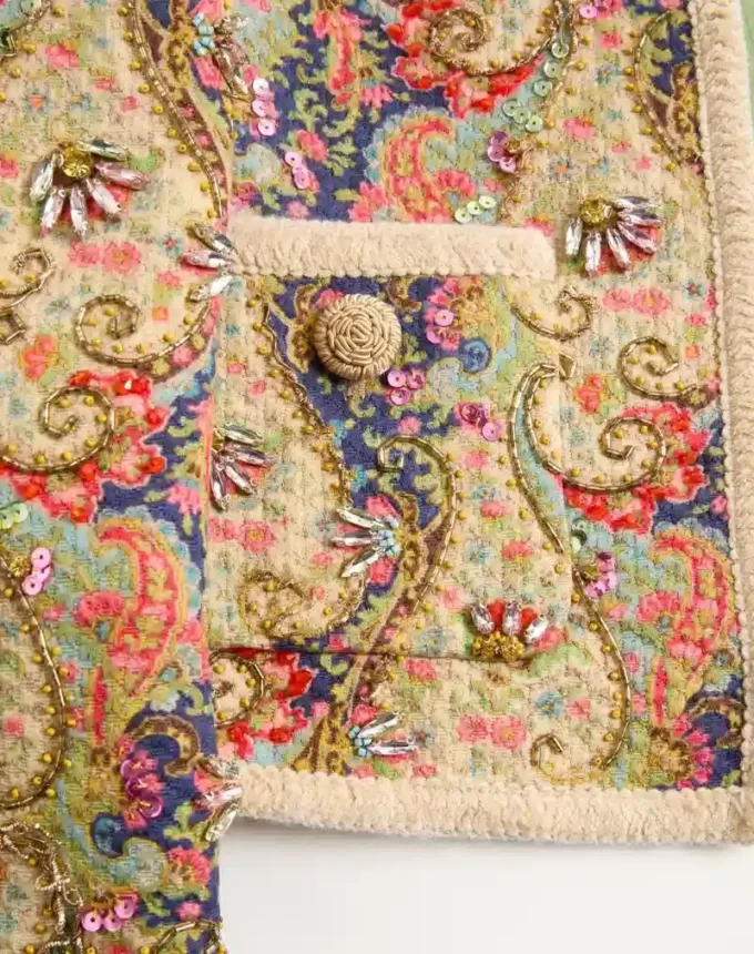 Veste en piqué avec imprimé cachemire Voyage Imaginaire Veste en piqué avec imprimé cachemire Voyage Imaginaire