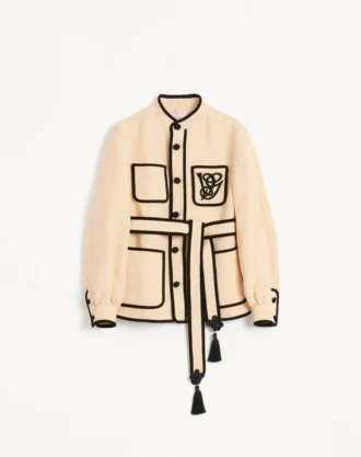 Veste en soie et toile de jute avec broderie VG