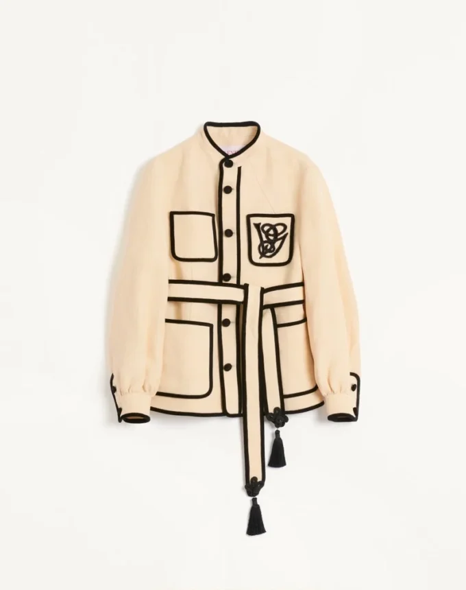 Veste en soie et toile de jute avec broderie VG Veste en soie et toile de jute avec broderie VG