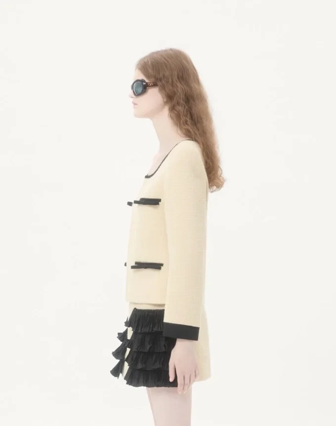 Veste en tweed de laine uni Veste en tweed de laine uni