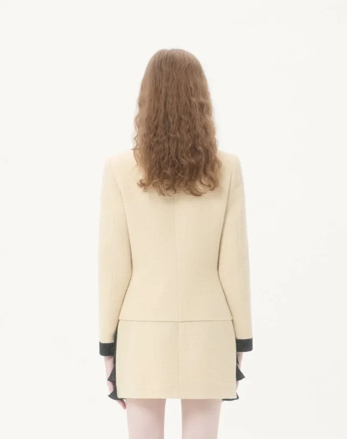 Veste en tweed de laine uni Veste en tweed de laine uni