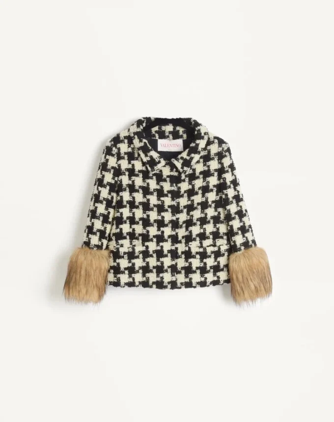 Veste en tweed pied-de-poule macro Veste en tweed pied-de-poule macro