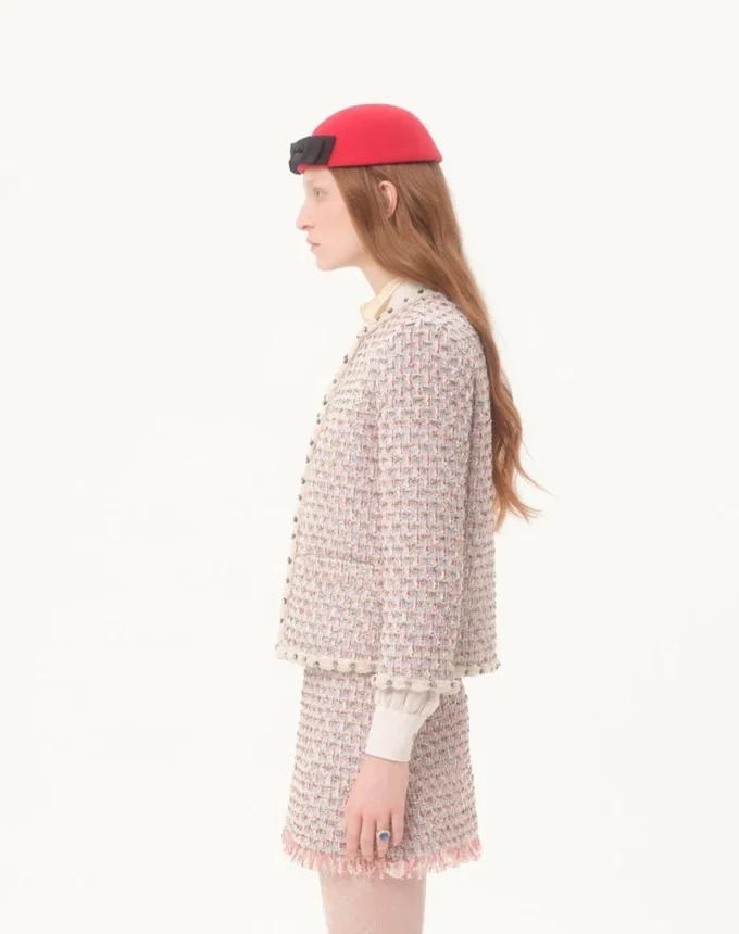 Veste en tweed à rubans brodés Veste en tweed à rubans brodés