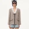 Veste légère en tweed pied-de-poule Veste légère en tweed pied-de-poule