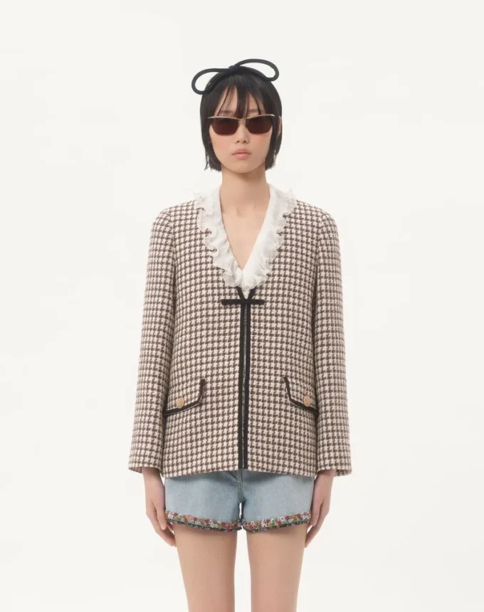 Veste légère en tweed pied-de-poule Veste légère en tweed pied-de-poule