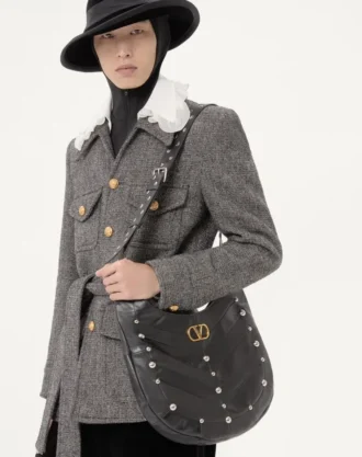 Veste safari en laine boutonnée avec ceinture Valentino