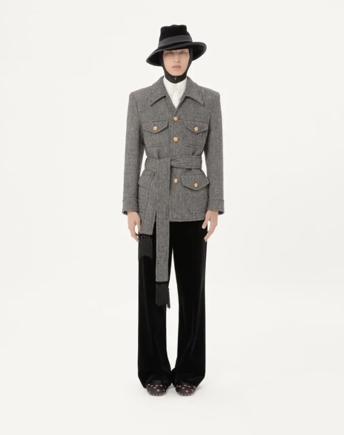 Veste safari en laine boutonnée avec ceinture Valentino Veste safari en laine boutonnée avec ceinture Valentino
