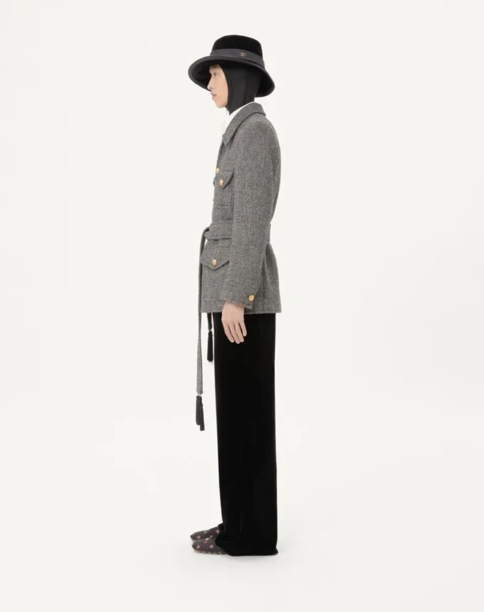 Veste safari en laine boutonnée avec ceinture Valentino Veste safari en laine boutonnée avec ceinture Valentino