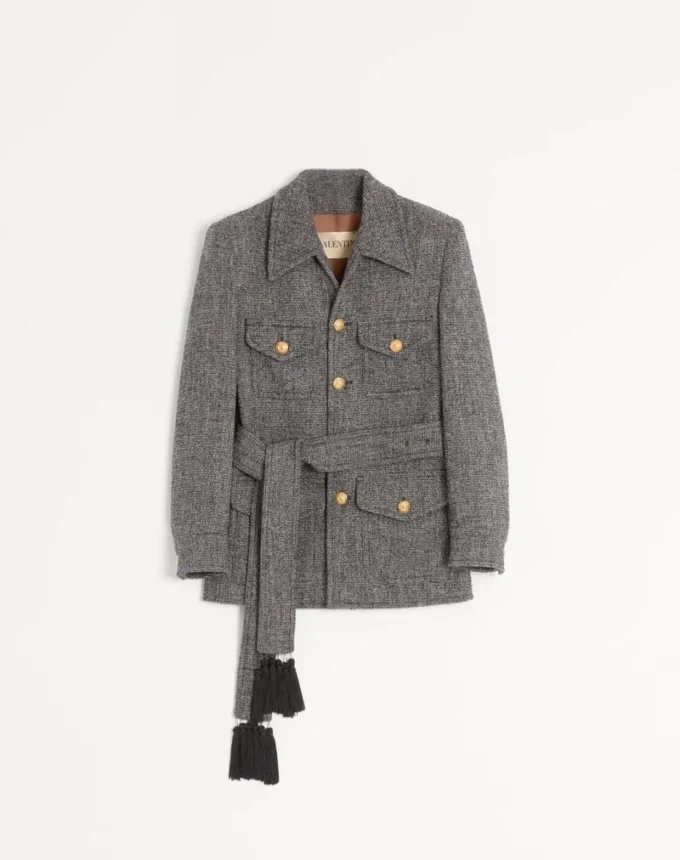 Veste safari en laine boutonnée avec ceinture Valentino Veste safari en laine boutonnée avec ceinture Valentino