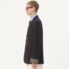 Veste simple boutonnage en laine et coton avec bordures jacquard Veste simple boutonnage en laine et coton avec bordures jacquard