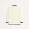 Veste simple boutonnage en laine et coton avec passepoil torchon Veste simple boutonnage en laine et coton avec passepoil torchon