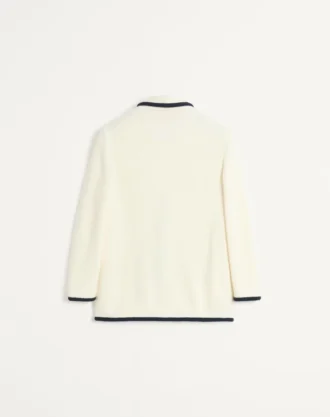 Veste simple boutonnage en laine et coton avec passepoil torchon Veste simple boutonnage en laine et coton avec passepoil torchon