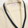 Veste simple boutonnage en laine et coton avec passepoil torchon Veste simple boutonnage en laine et coton avec passepoil torchon