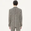 Veste simple boutonnage en laine mélangée à motif à carreaux Veste simple boutonnage en laine mélangée à motif à carreaux