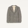 Veste simple boutonnage en laine mélangée à motif à carreaux Veste simple boutonnage en laine mélangée à motif à carreaux