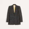 Veste simple boutonnage en soie shantung avec imprimé Plusdepois Veste simple boutonnage en soie shantung avec imprimé Plusdepois