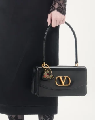 VG Coeur De Chat Charm pour sac avec porte-clés en cuir nappa, perles et cristaux